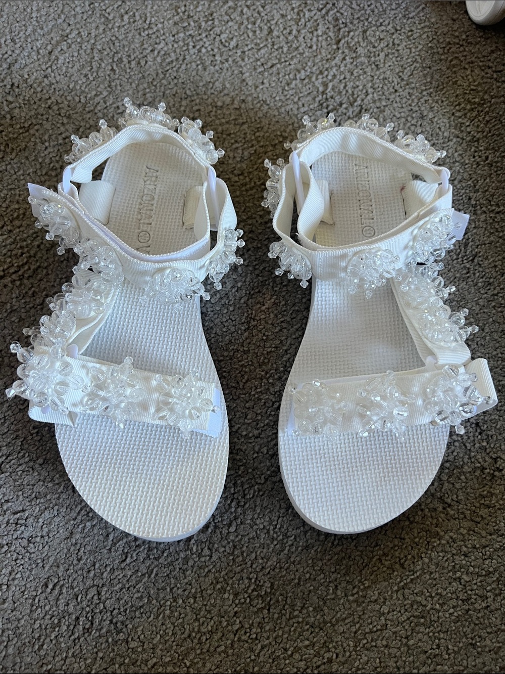 Arizona Love White Embellished Beaded Strap Sandals